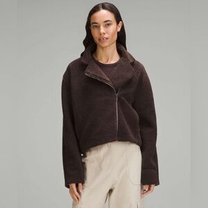 Lululemon Size 8 Sherpa Fleece Oversized Zip-Up Collared Jacket - Espresso